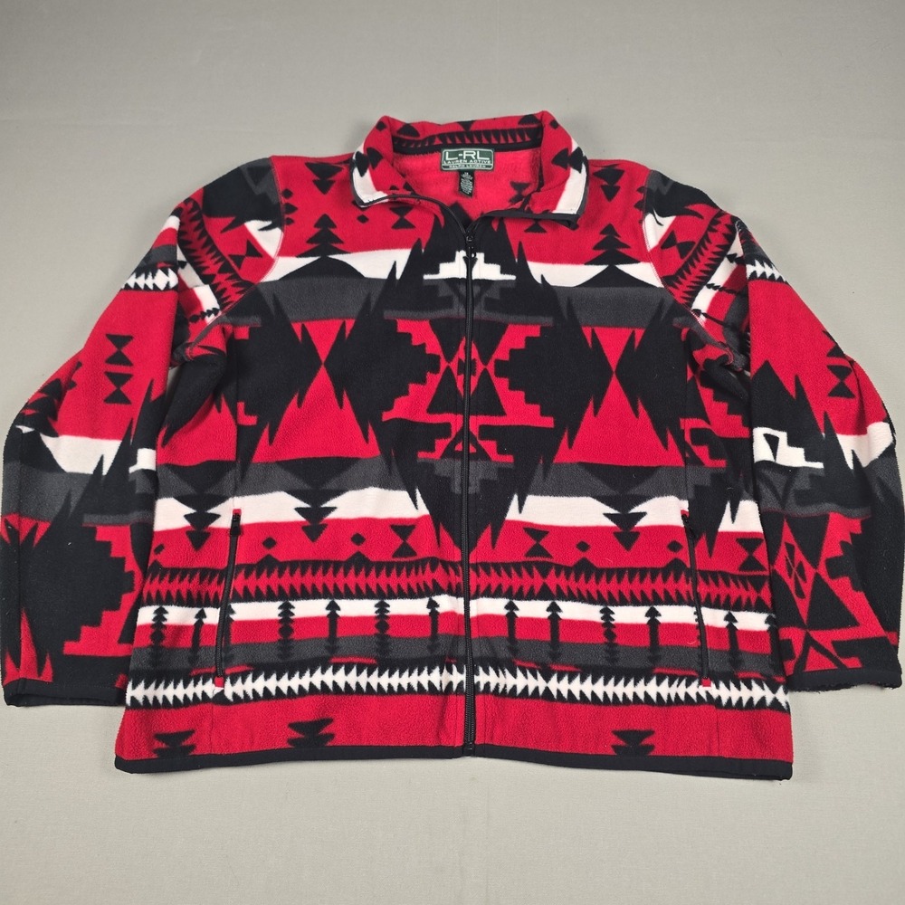 Lauren Ralph Lauren Active South West Tribal Fleece Jacket Black & Red Size 1XL
